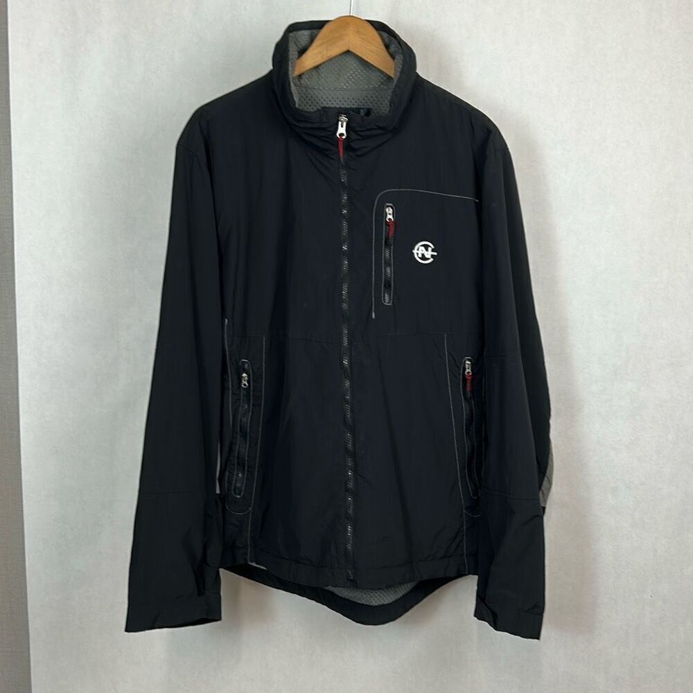 Nautica Mens Jacket Coat Sz XL Black Gray Zip Front